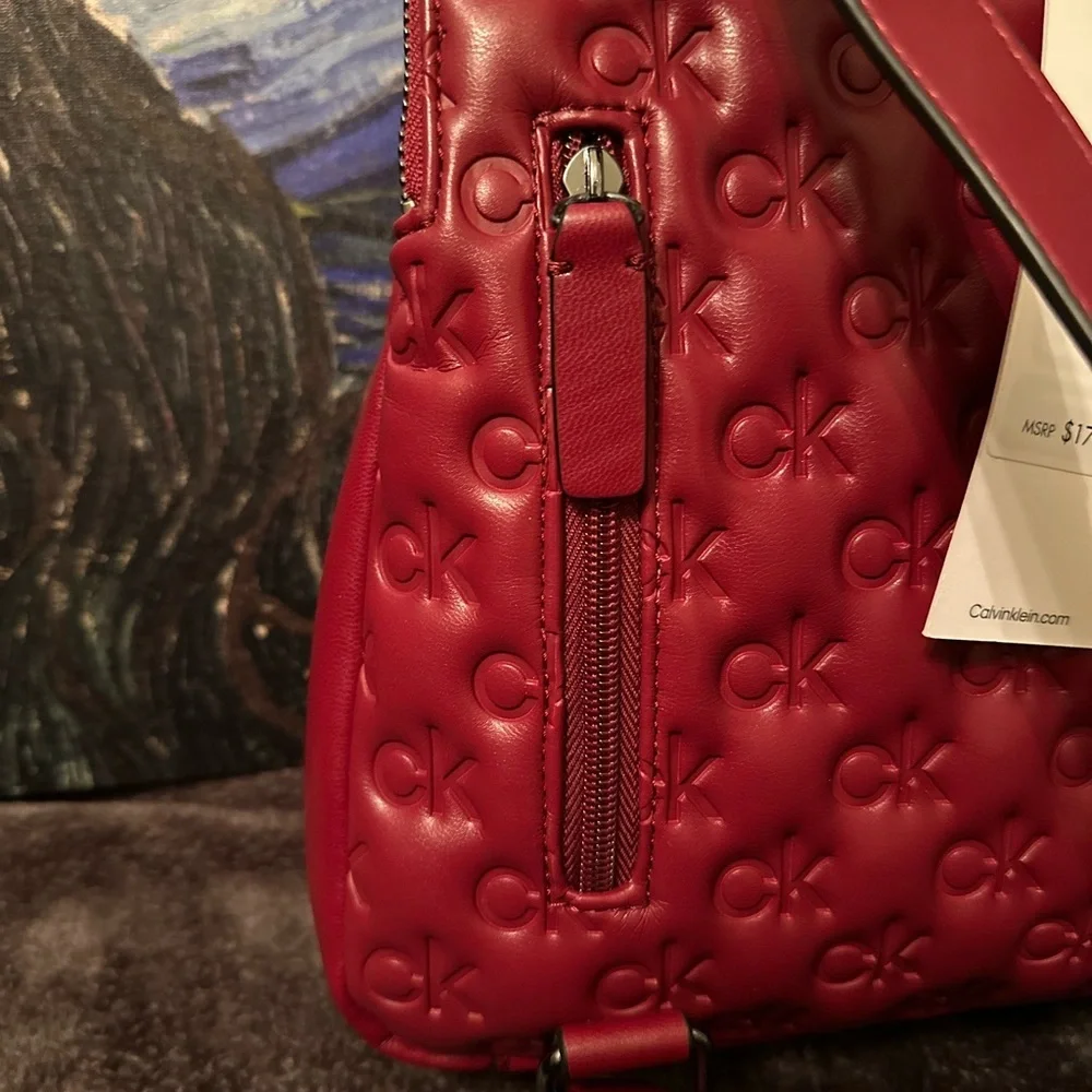 Calvin Klein Red Quilted Backpack-tags Removed - Picture 4 of 10